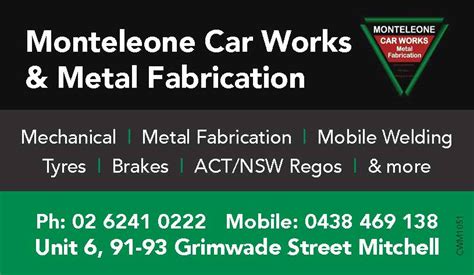 metal fabrication mitchell act|Monteleone Car Works & Metal Fabrication in Mitchell, ACT 2911.